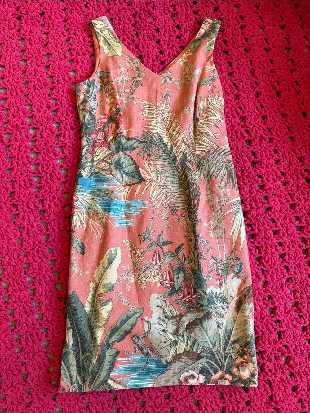 Talbots Floral Tropical Coral Sheath Dress (8P)